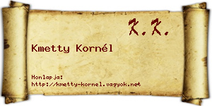 Kmetty Kornél névjegykártya